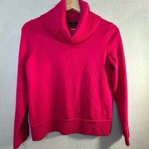 Talbots Petites Pink Pure Merino Wool Cowl Neck Sweater Buttons Size Med Pet